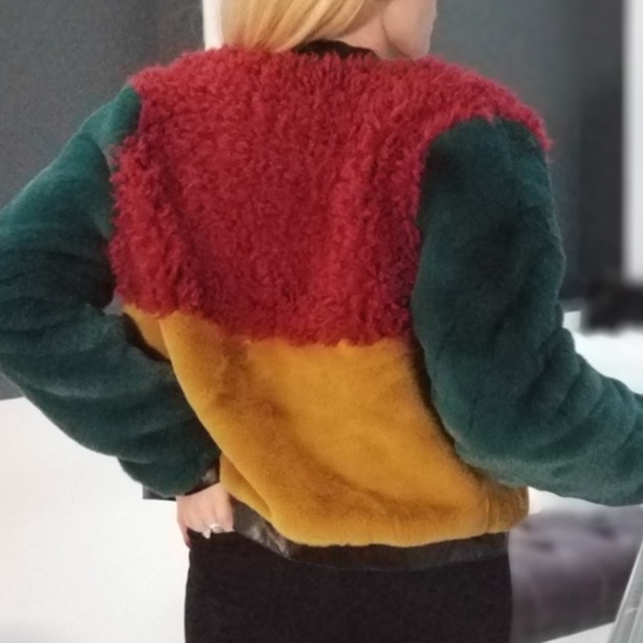 GLAM DOLLZ Color Block Faux Fur Coat Hottest! - Picture 3 of 4